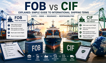 Sammenligning af FOB- og CIF-forsendelsesvilkår med containerskib, godstransport og internationale logistikoperationer